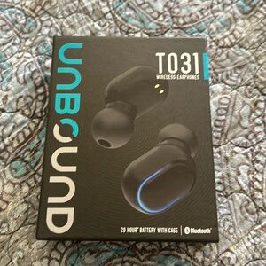 UNBOUND T031 WIRELESS EARPHONES BLUETOOTH 20 Hour Battery w/Case BLACK